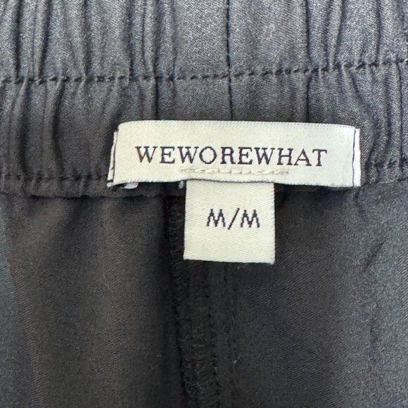 WEWoreWhat Wide Leg Utility Black Nylon Cargo Pull On Track Pants Size Medium - Picture 13 of 15